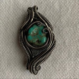 Turquoise Wire Wrap Pendant w/ Chain